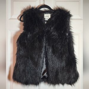Live A Little Black Faux Fur Vest Single Hook Closure Large